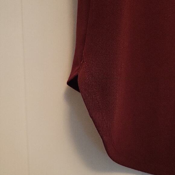 Ann Taylor Red Blouse with Cuffed Long Sleeves Size S Lightweight - Picture 7 of 12